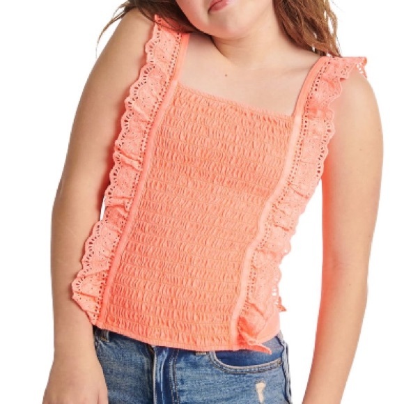 Justice Other - Justice Girls Smocked Ruffle Garment Dye Tank Top